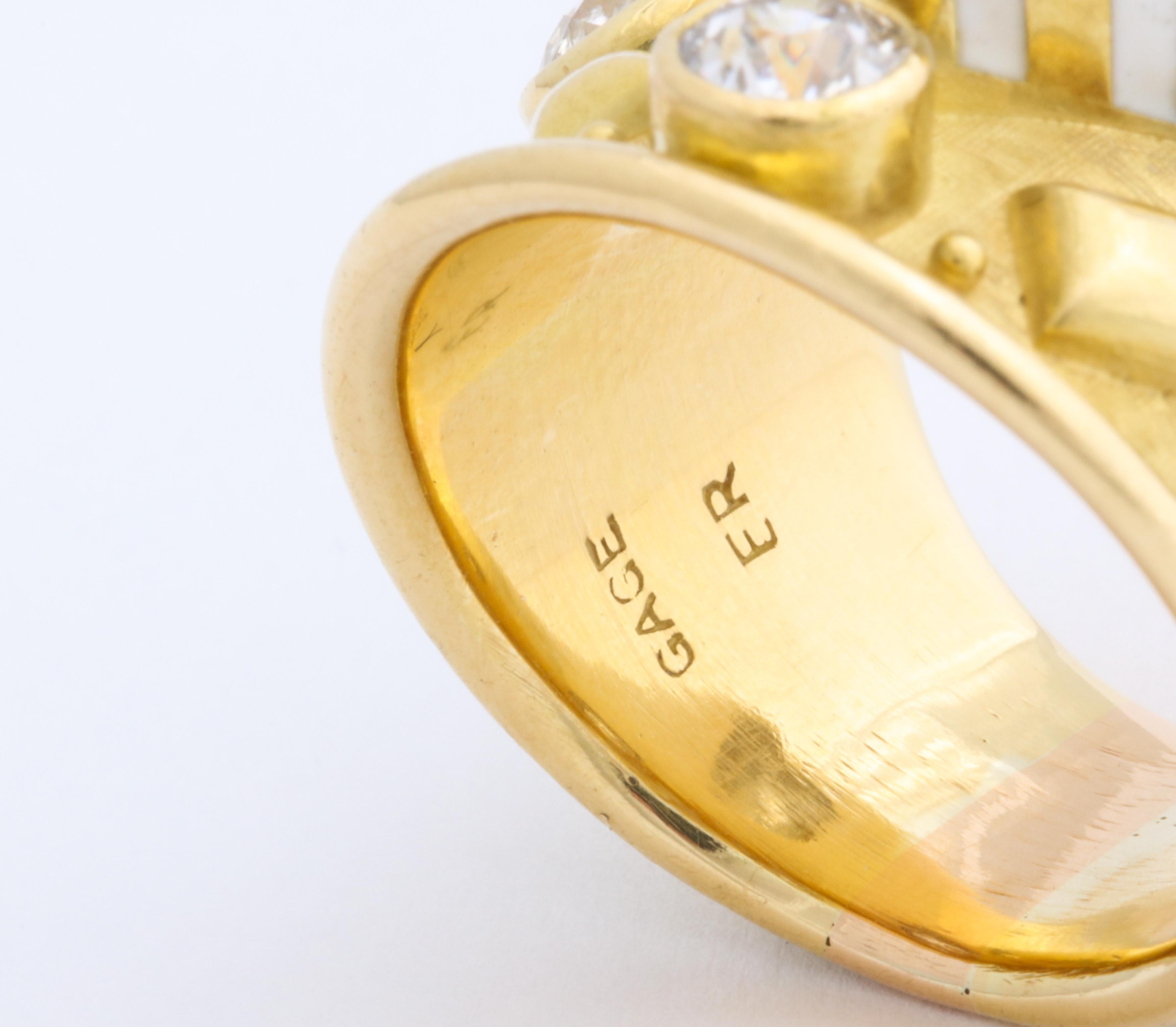 Elizabeth Gage 18 Karat Gold Ring with Diamonds For Sale 1