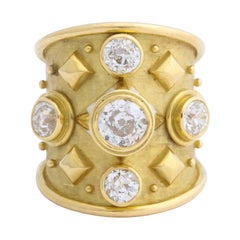 Elizabeth Gage 18 Karat Gold Ring with Diamonds