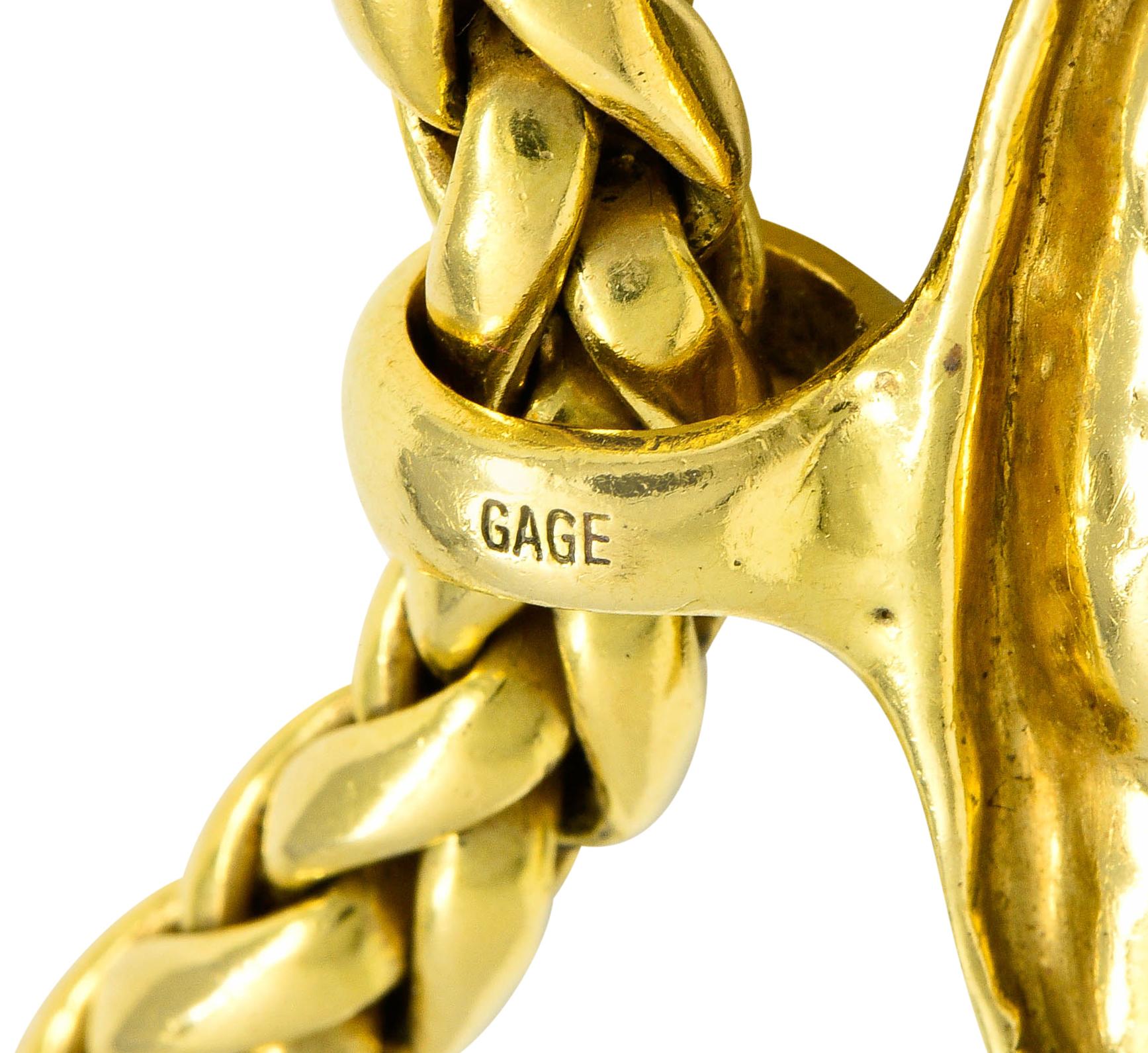 Elizabeth Gage 18 Karat Yellow Gold Serpentine Relic Pendant Necklace 4