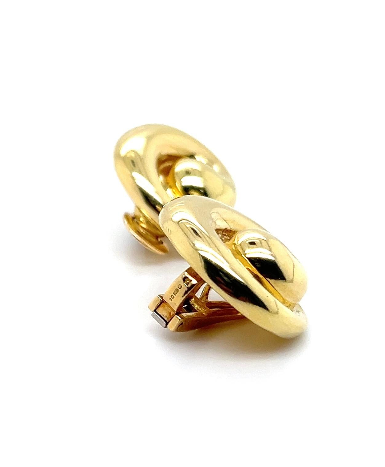 Elizabeth Gage - Boucles d'oreilles clips en or jaune 18 carats avec tourbillons en vente 2