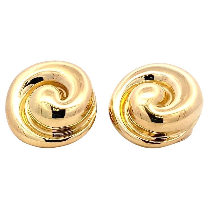Elizabeth Gage 18 Karat Yellow Gold Swirl Clip-On Earrings