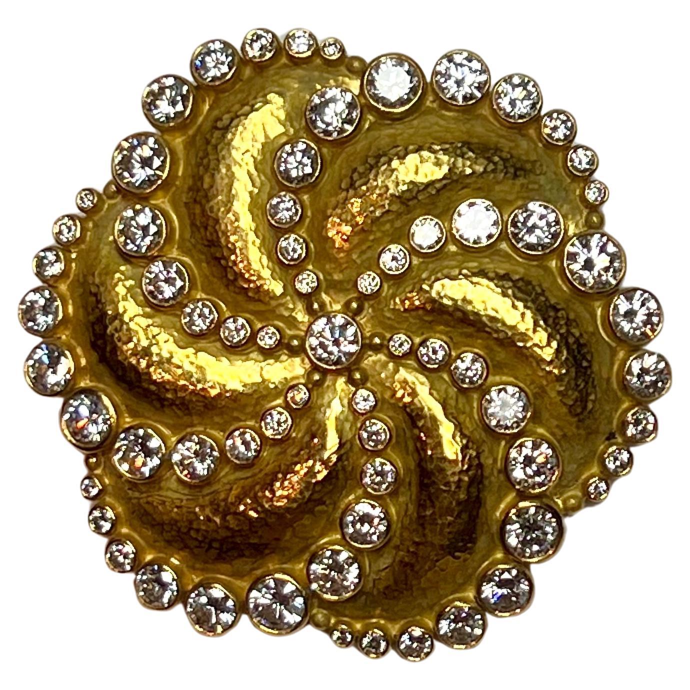 Elizabeth Gage 18K Flower Brooch