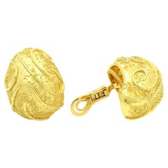 Elizabeth Gage 18k Gold Dome Clip Earrings