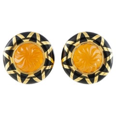 Orecchini Elizabeth Gage in oro giallo 18 carati con citrino e smalto EG13-060326