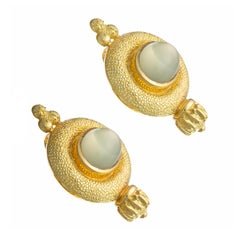 Elizabeth Gage 18k Yellow Gold Prasiolite Clip Earrings