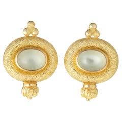 Elizabeth Gage 18k Yellow Gold Prasiolite Clip Earrings