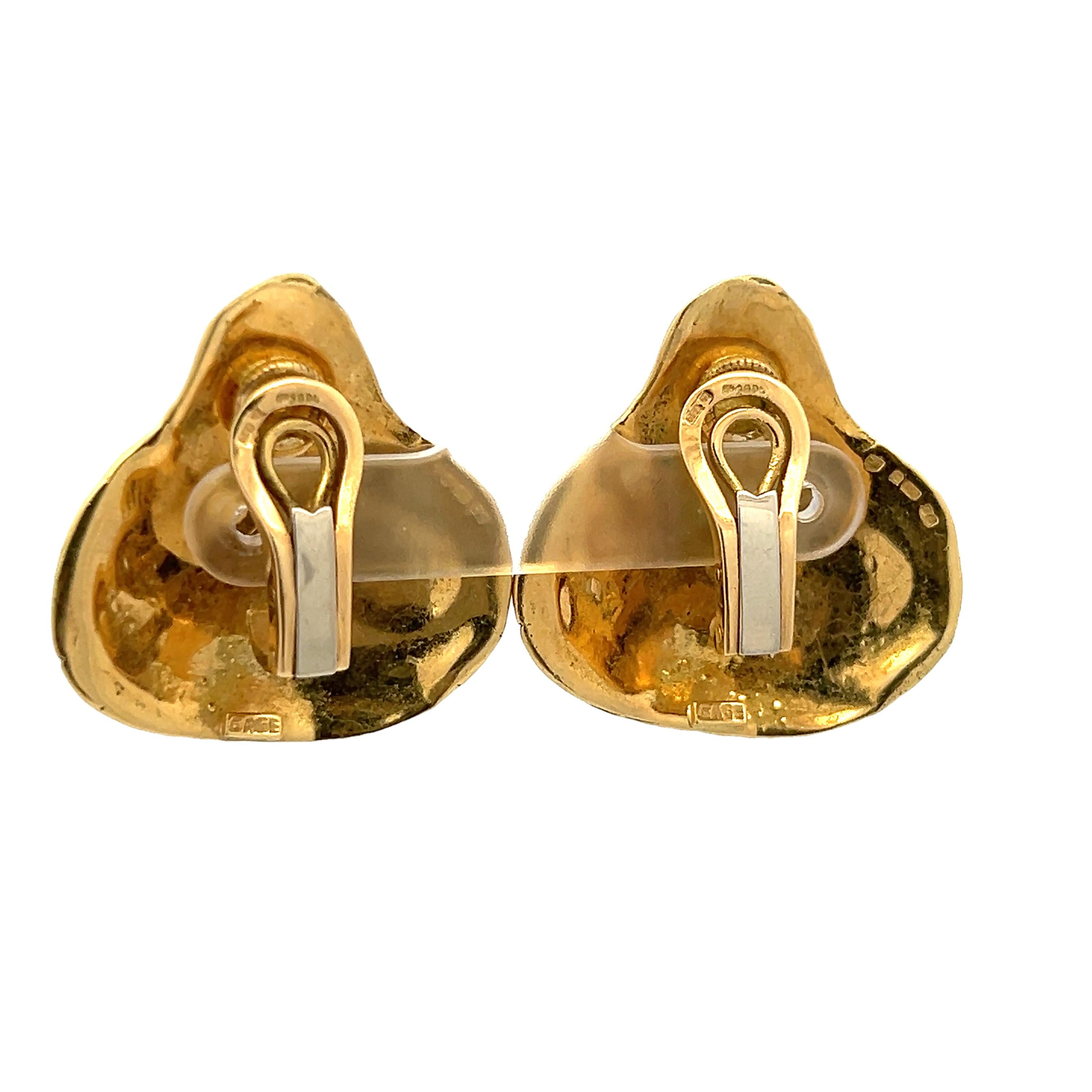 Elizabeth Gage 18K Yellow Gold Sculptural Swirl Clip-On Earrings For Sale 2