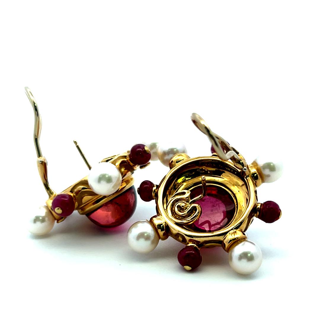 Elizabeth Gage - Boucles d'oreilles à clip en or 18 carats avec tourmaline de 2,00 ct et diamant de 0,24 ct en vente 5