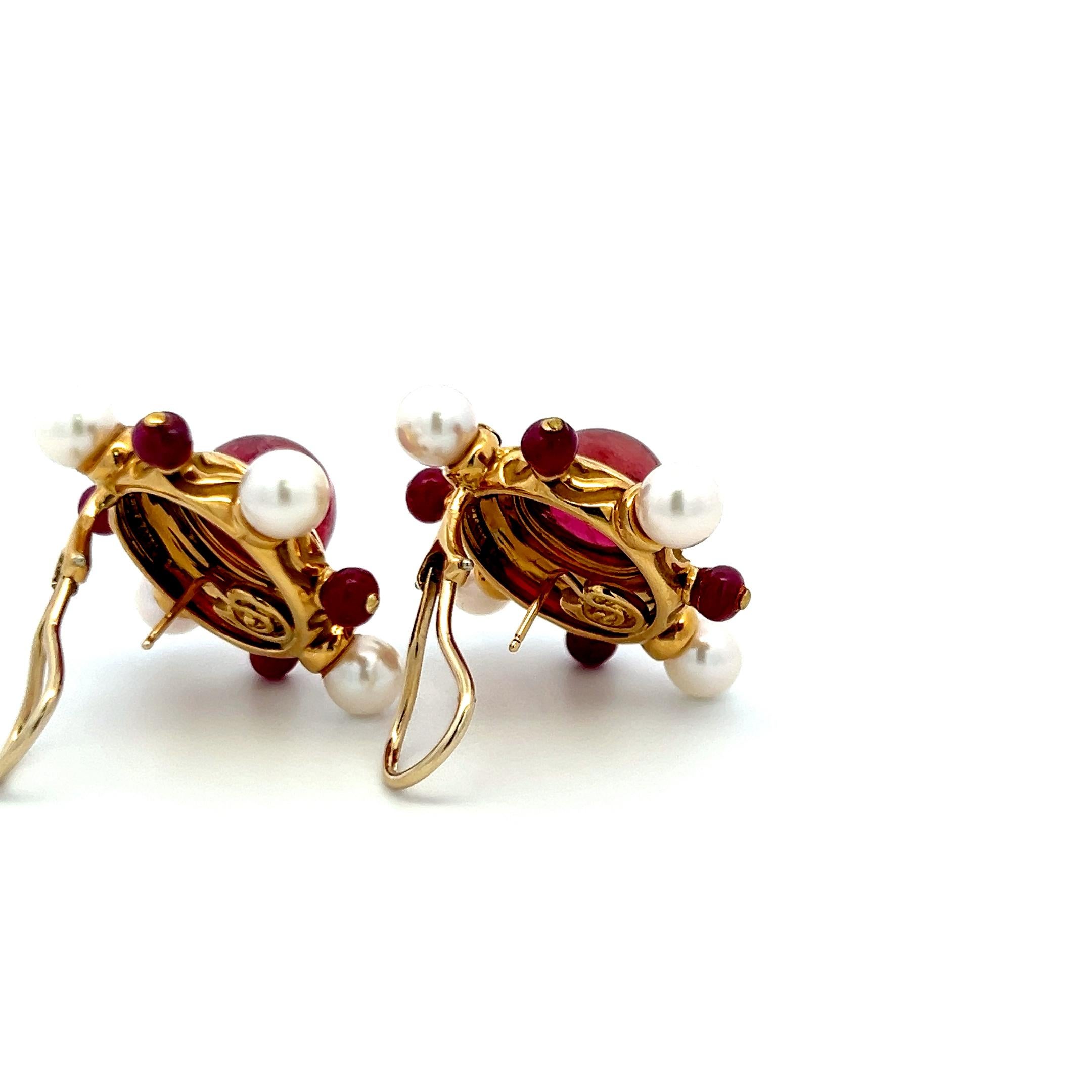 Taille ronde Elizabeth Gage - Boucles d'oreilles à clip en or 18 carats avec tourmaline de 2,00 ct et diamant de 0,24 ct en vente