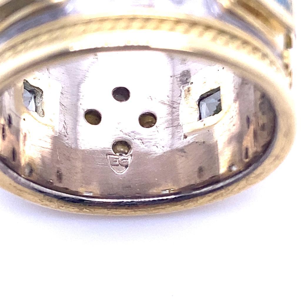 Elizabeth Gage Anillo templario de oro amarillo de 18 quilates con aguamarina y diamantes circa 1990 1