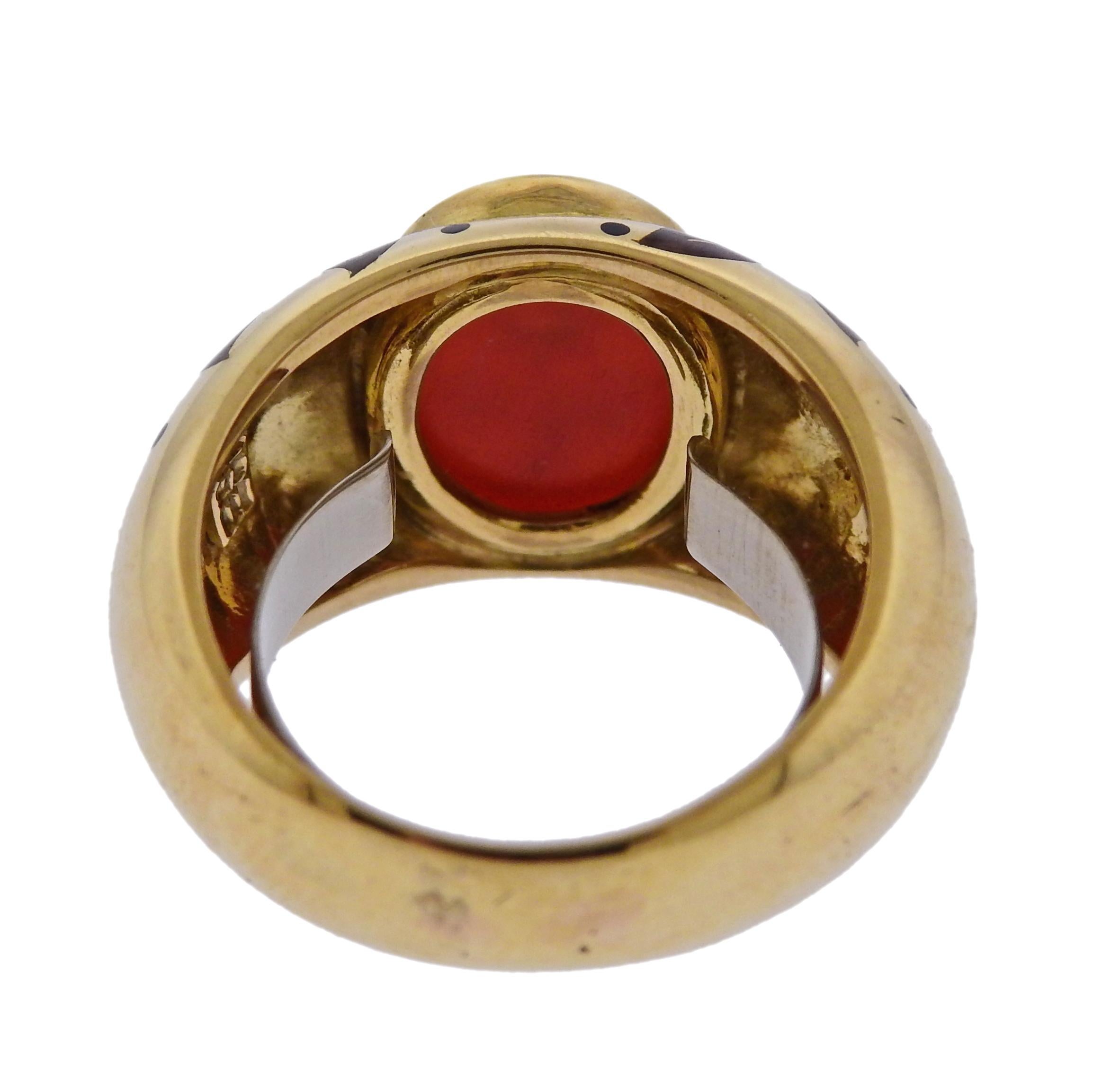 gold and enamel rings