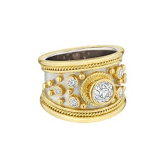 Elizabeth Gage Diamond Gold Templar Band Ring