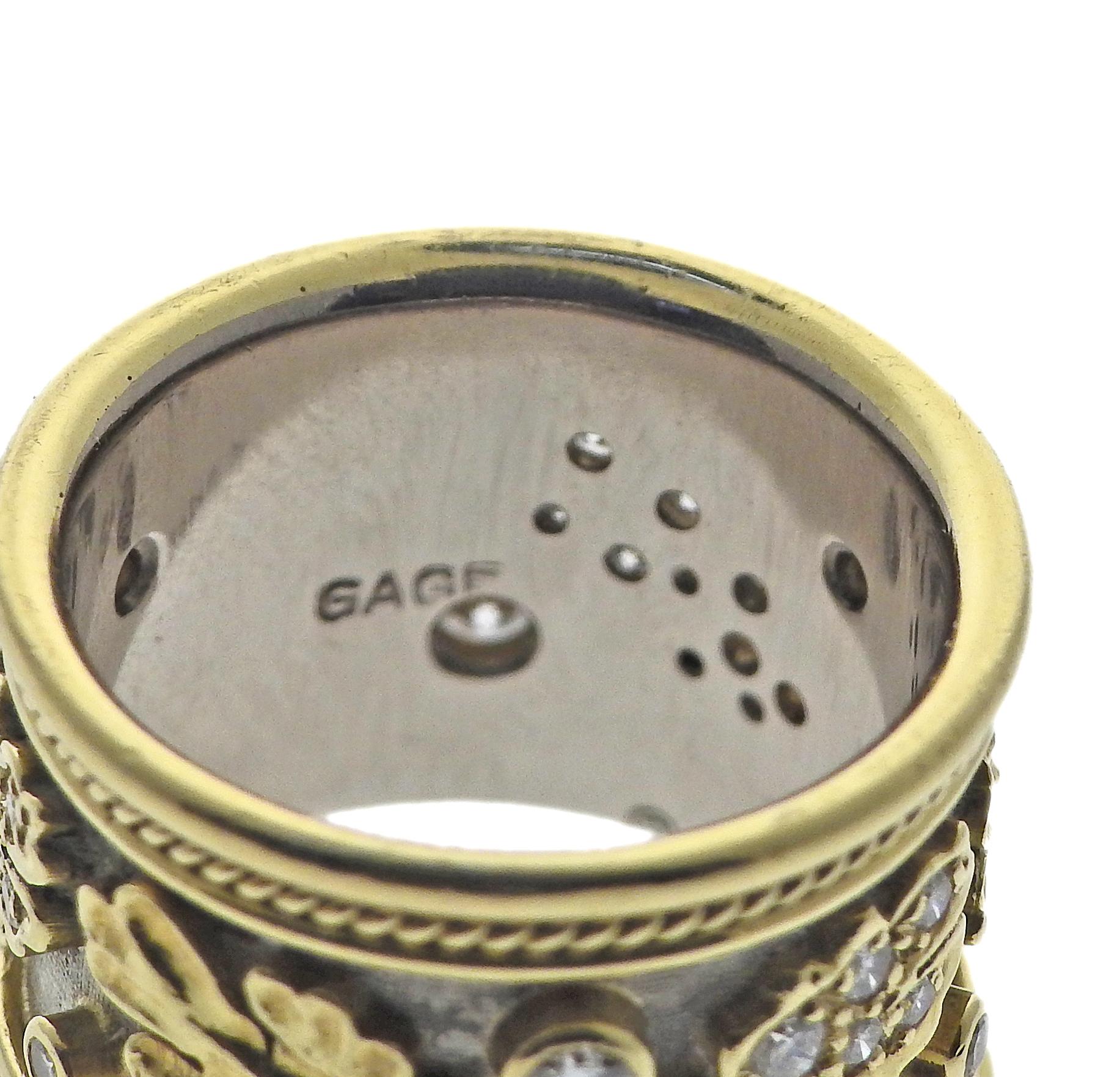 Elizabeth Gage Diamantring aus Gold mit Diamanten (Rundschliff) im Angebot