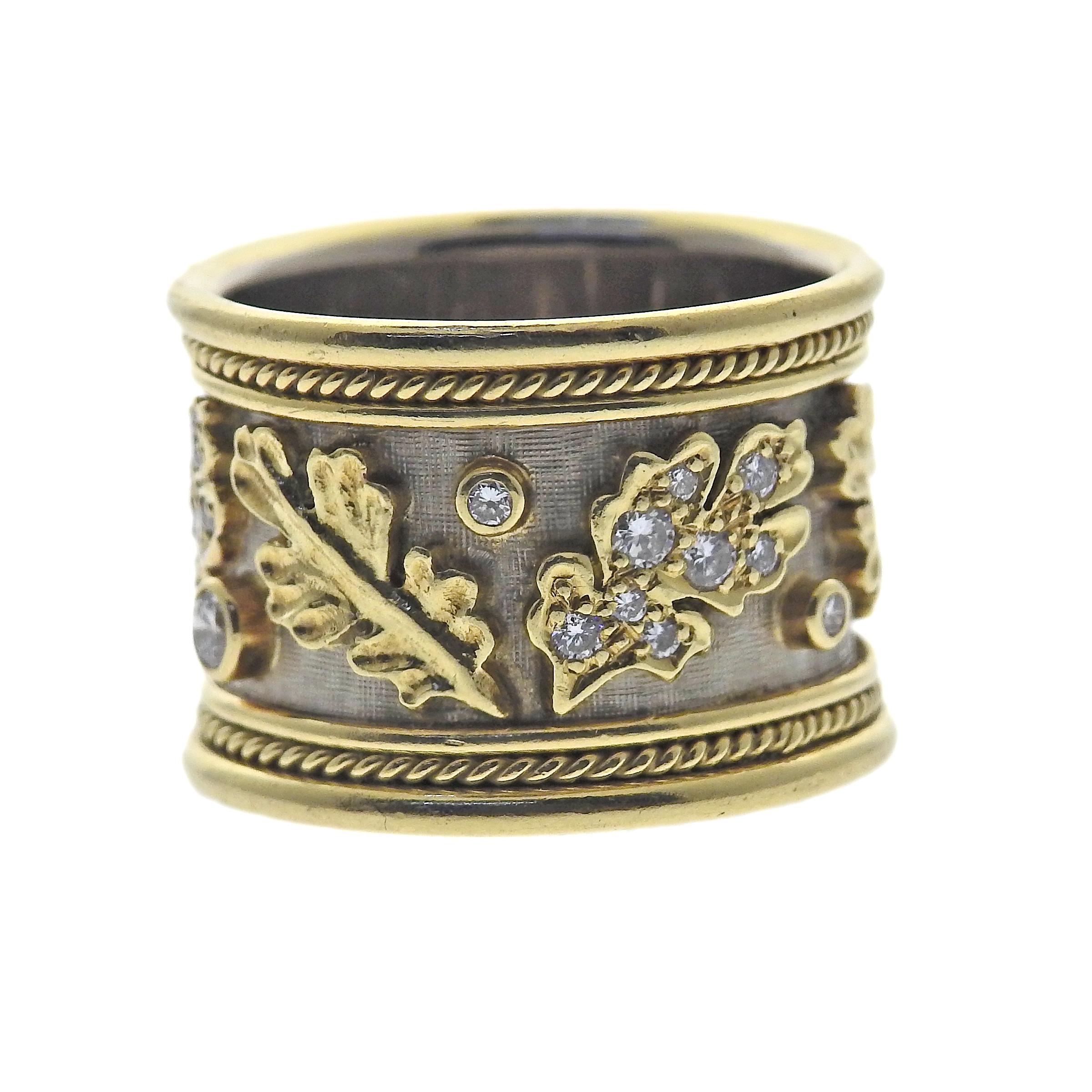 Elizabeth Gage Diamantring aus Gold mit Diamanten im Angebot