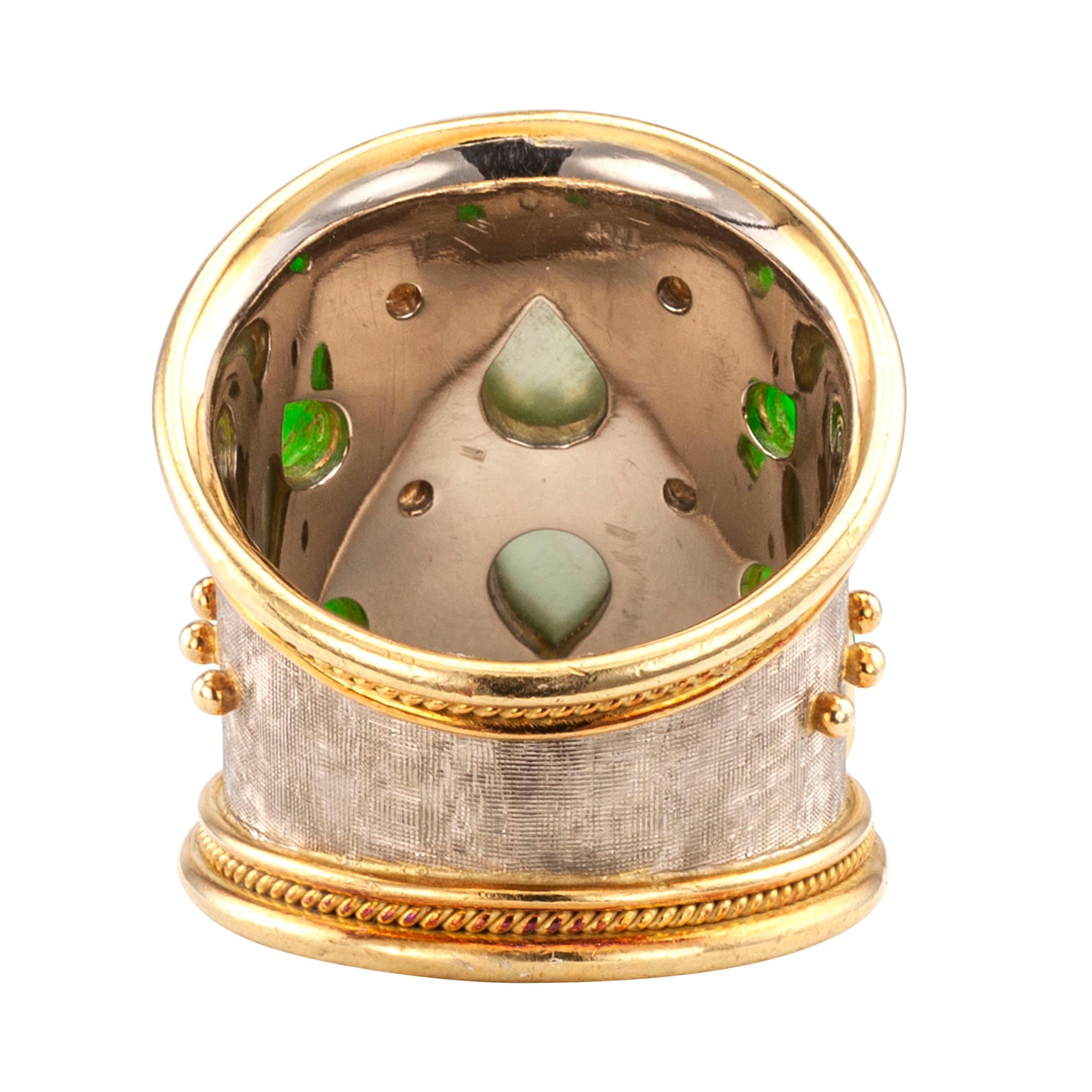 Elizabeth Gage Diamant Jadeit Gold Zigarrenband Ring (Zeitgenössisch)