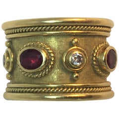 Elizabeth Gage Diamond Ruby Templar Band Ring