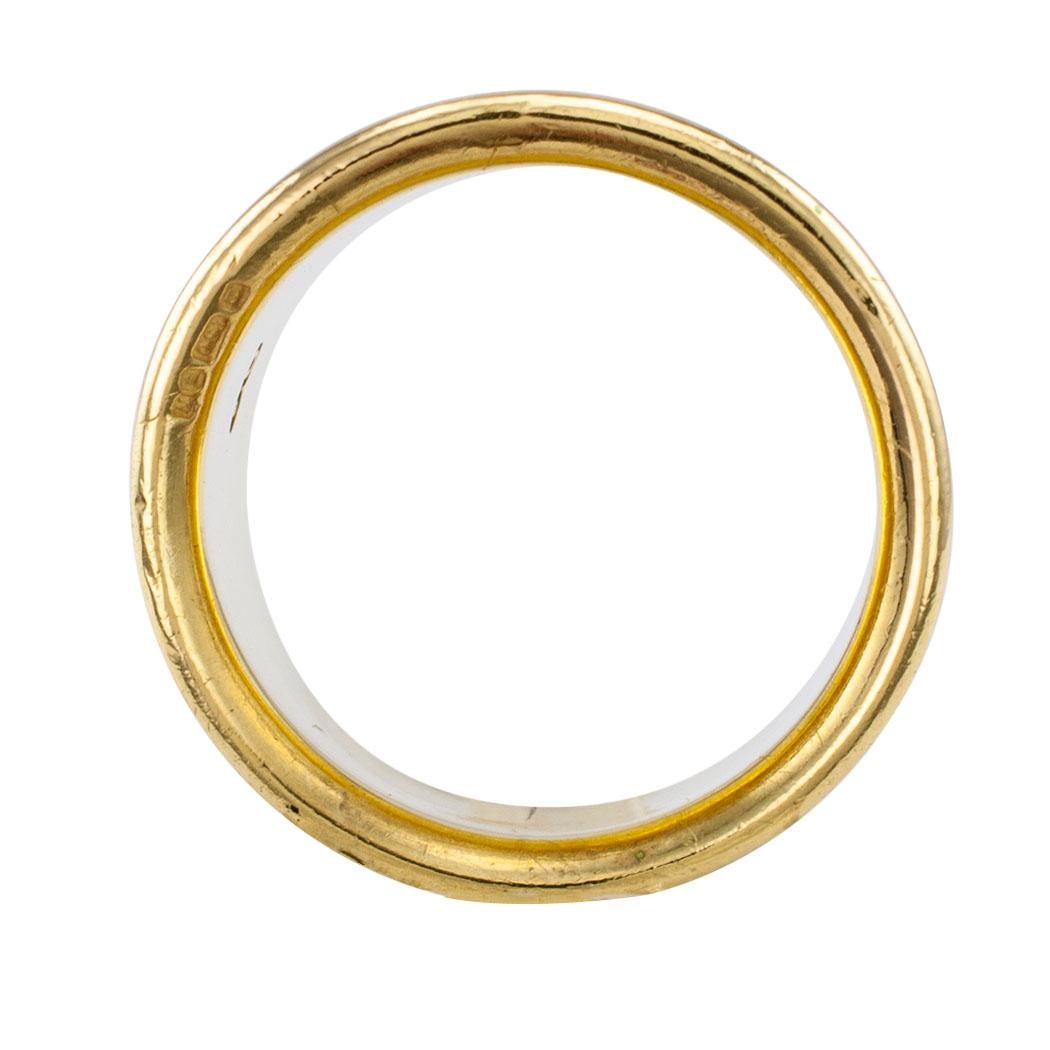 Contemporary Elizabeth Gage Enamel Gold Gemini Cigar Band Ring
