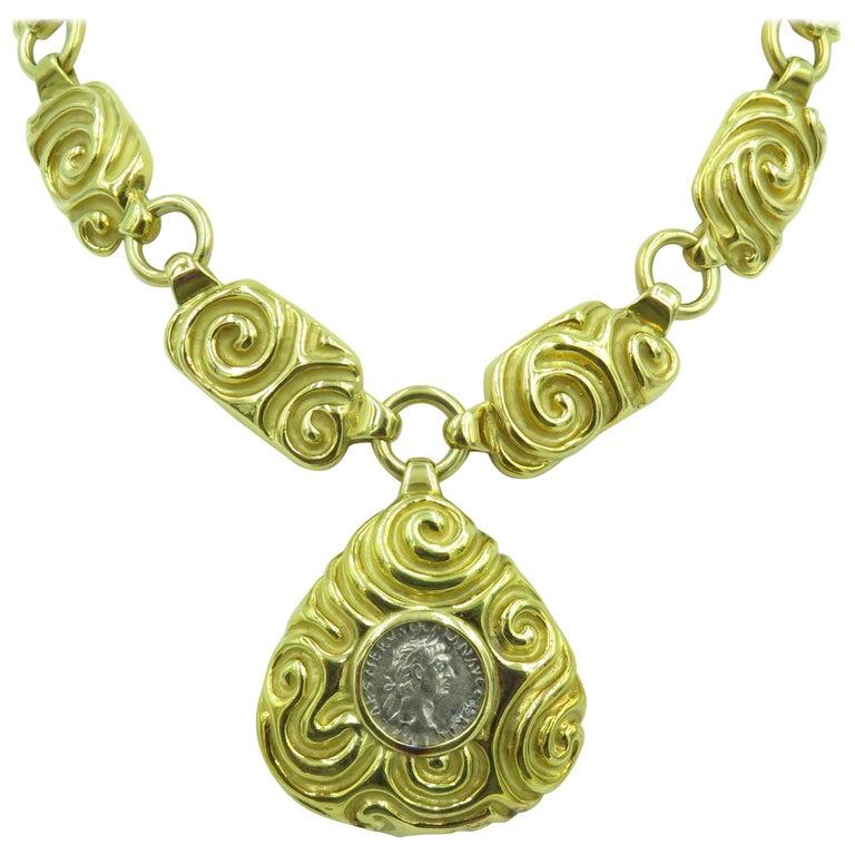 Elizabeth Gage Gold and Ancient Coin Necklace In Excellent Condition In New York, NY