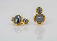 Elizabeth Gage Gold and Hematite Earrings