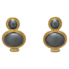 Elizabeth Gage Gold and Hematite Earrings