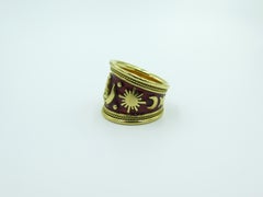 Elizabeth Gage Gold and Red Enamel Virgo Ring