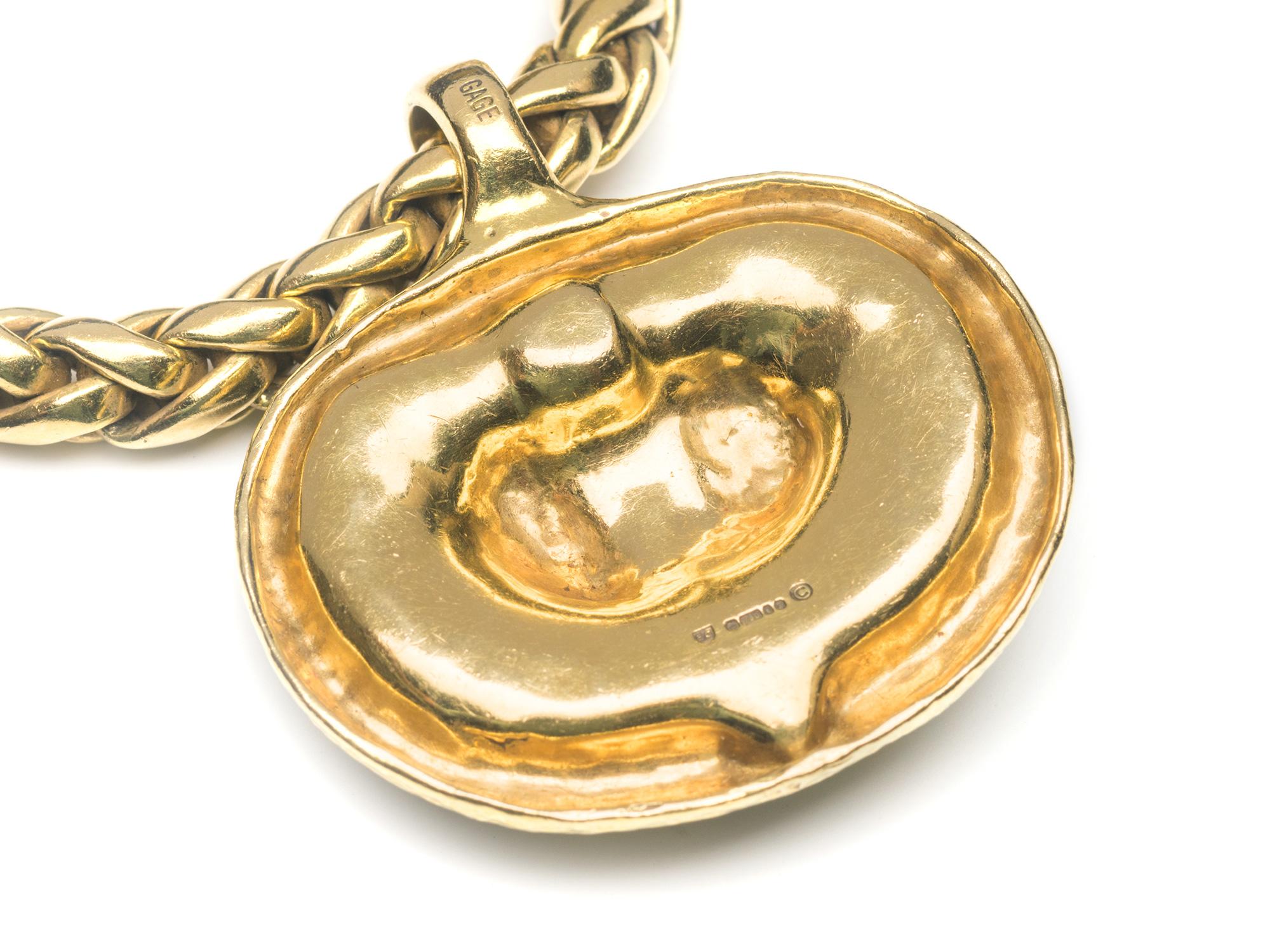 Women's or Men's Elizabeth Gage Hammered Pendant, Necklace For Sale