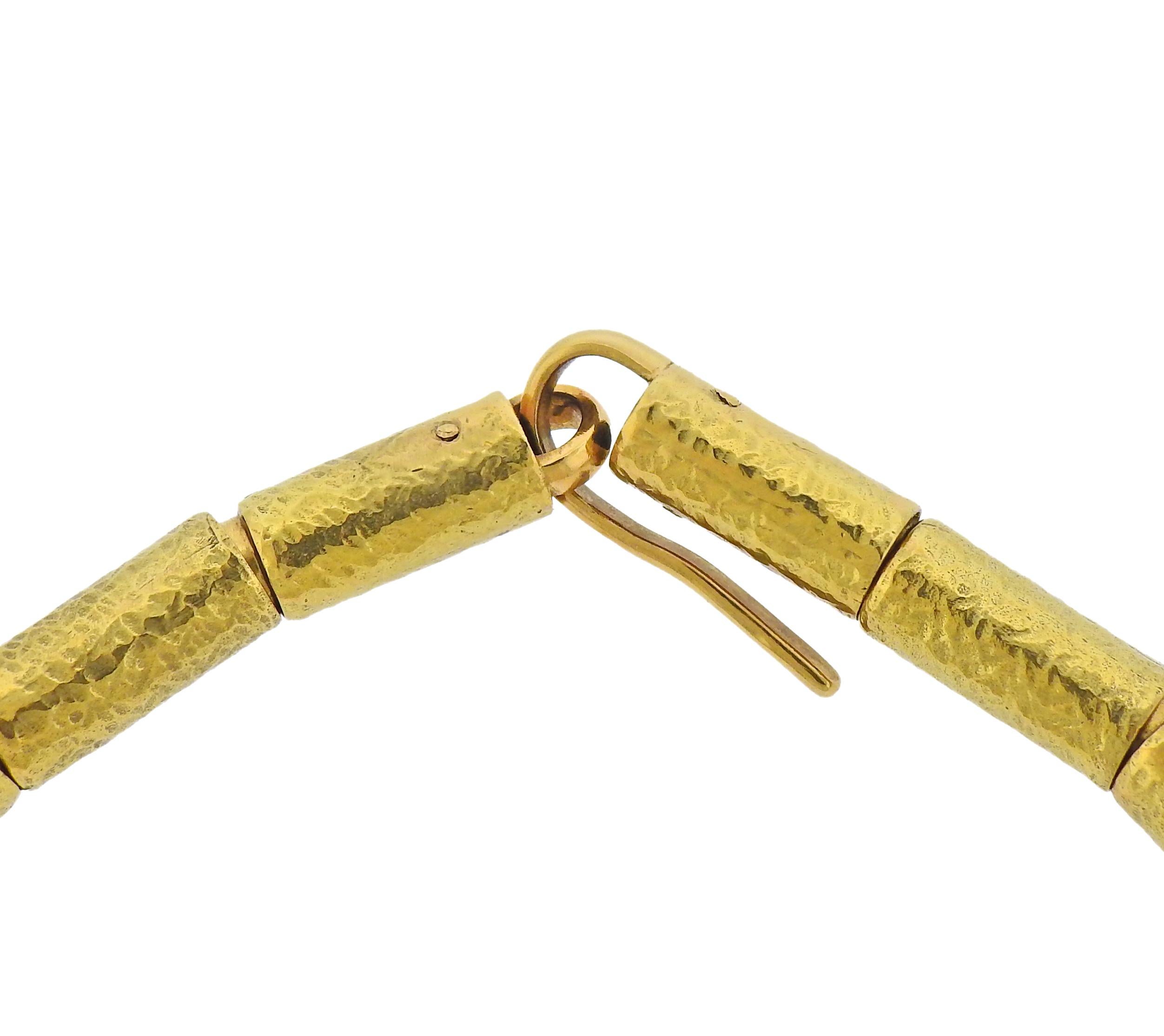 Elizabeth Gage Molten Gold Tube Necklace In Excellent Condition For Sale In Lambertville, NJ