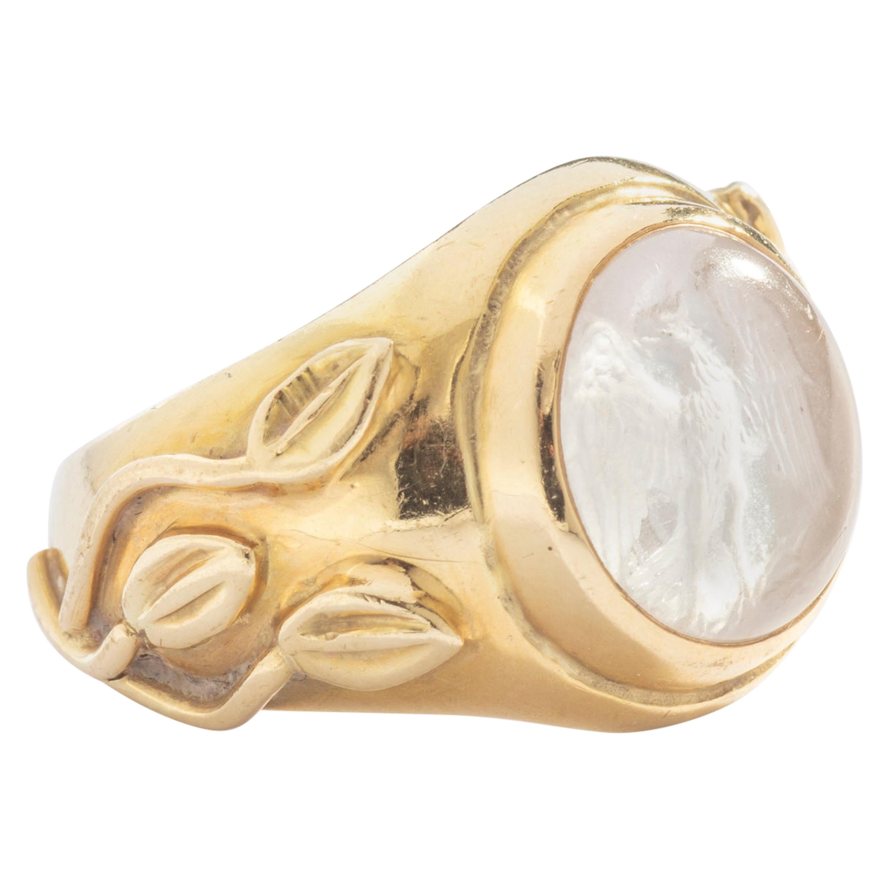 Elizabeth Gage Moonstone on Yellow Gold 18 Karat Ring