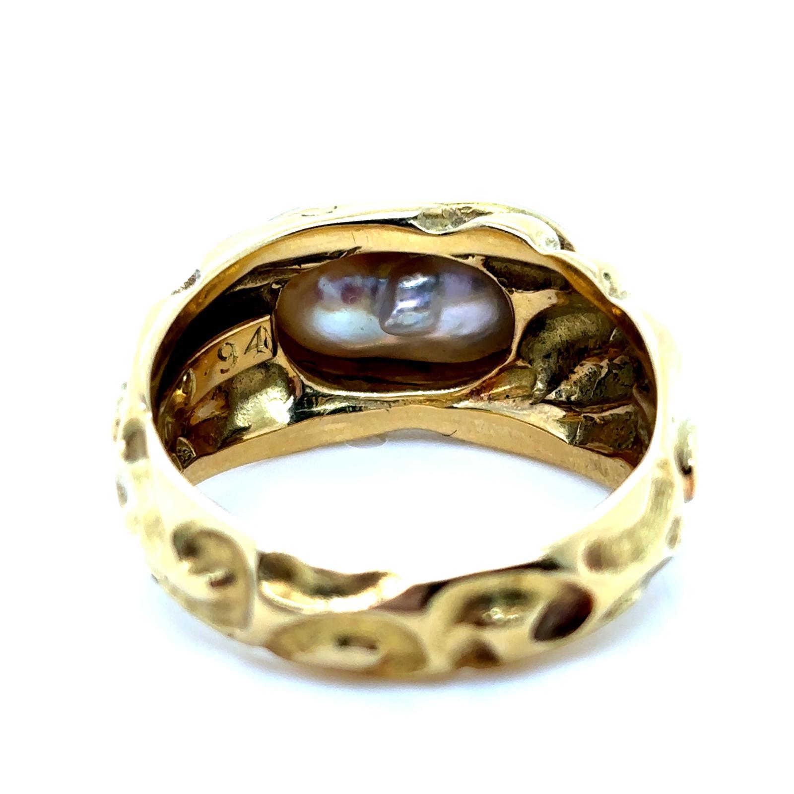 Elizabeth Gage Pearl Molton Gold Ring circa 1990 For Sale 4