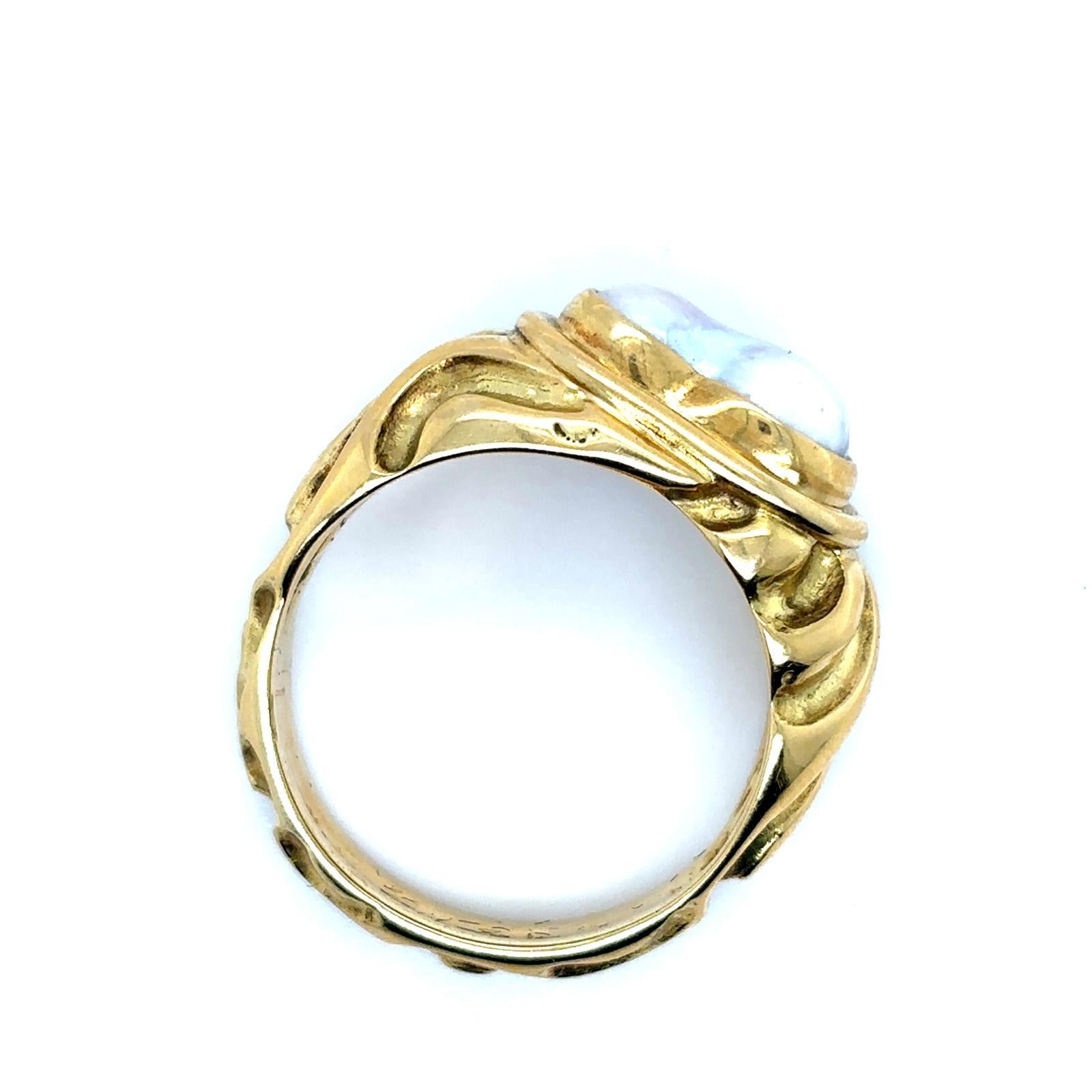 Elizabeth Gage Pearl Molton Gold Ring circa 1990 For Sale 5