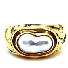 Elizabeth Gage Pearl Molton Gold Ring circa 1990