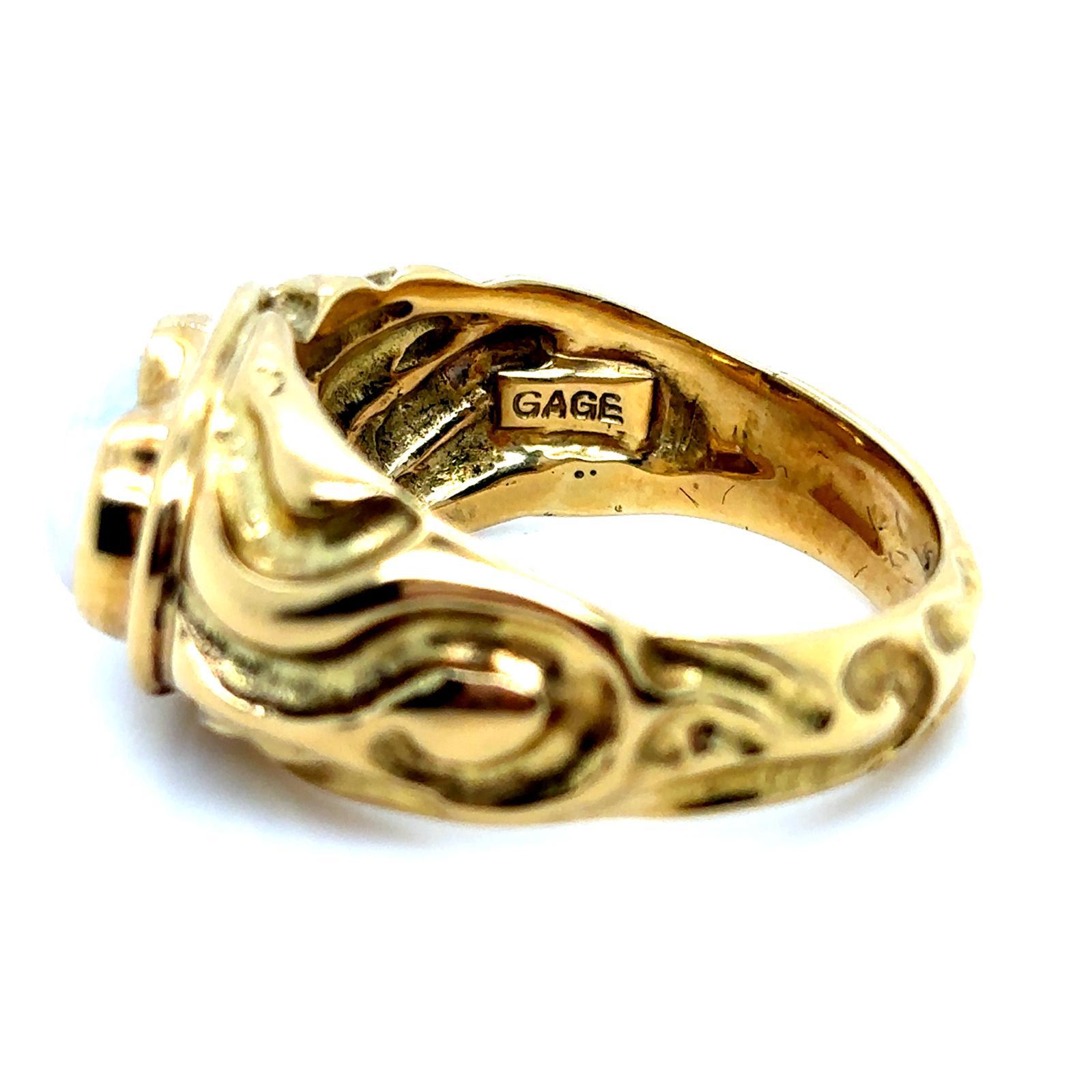 Elizabeth Gage Pearl Molton Gold Ring circa 1990 For Sale 2