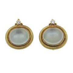 Elizabeth Gage Persian Queen Aquamarine Diamond Gold Earrings