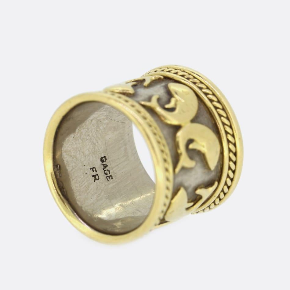 Elizabeth Gage Pisces Zodiac Band Ring In Good Condition In London, GB