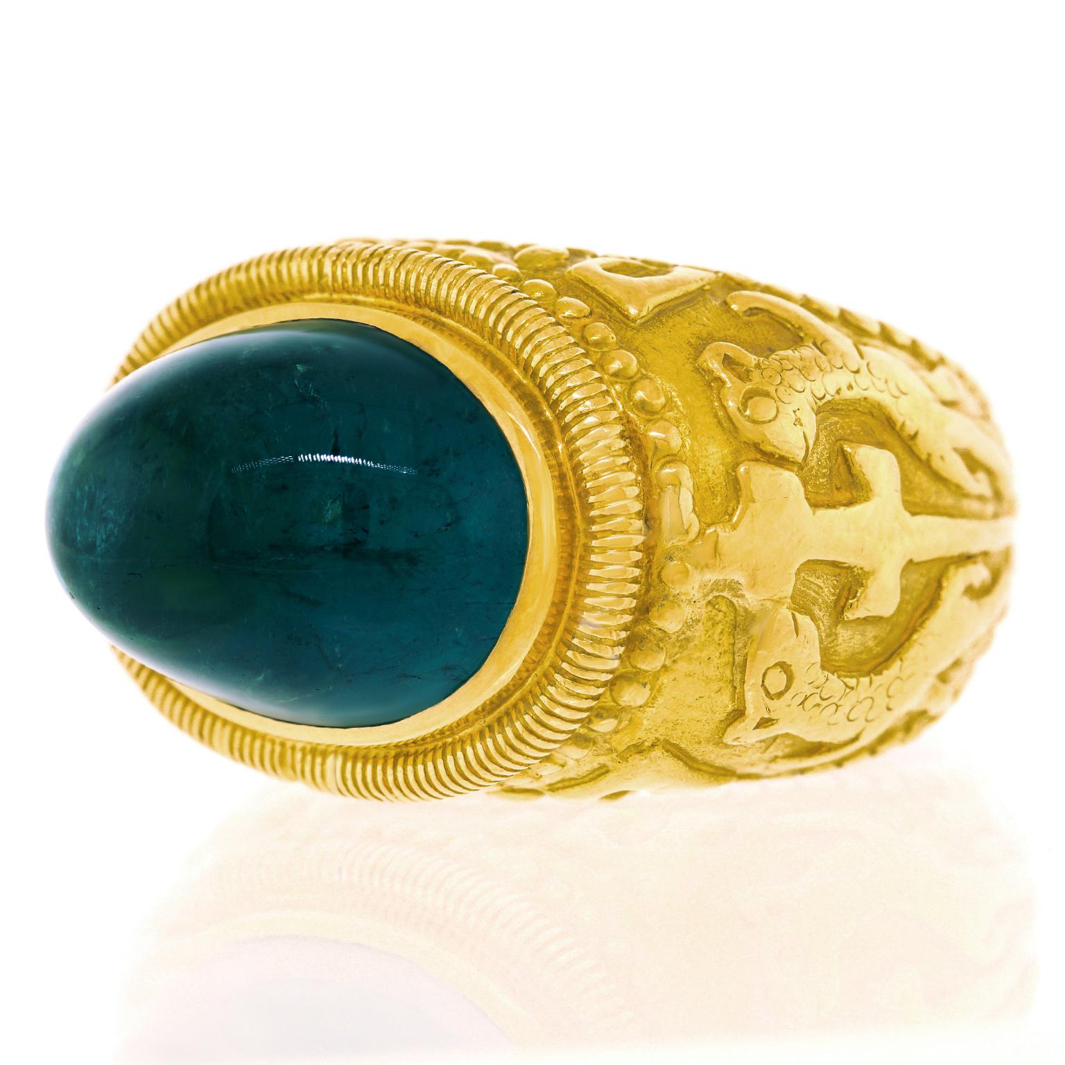 Elizabeth Gage Renaissance-Revival-Turmalinring 18k (Cabochon)