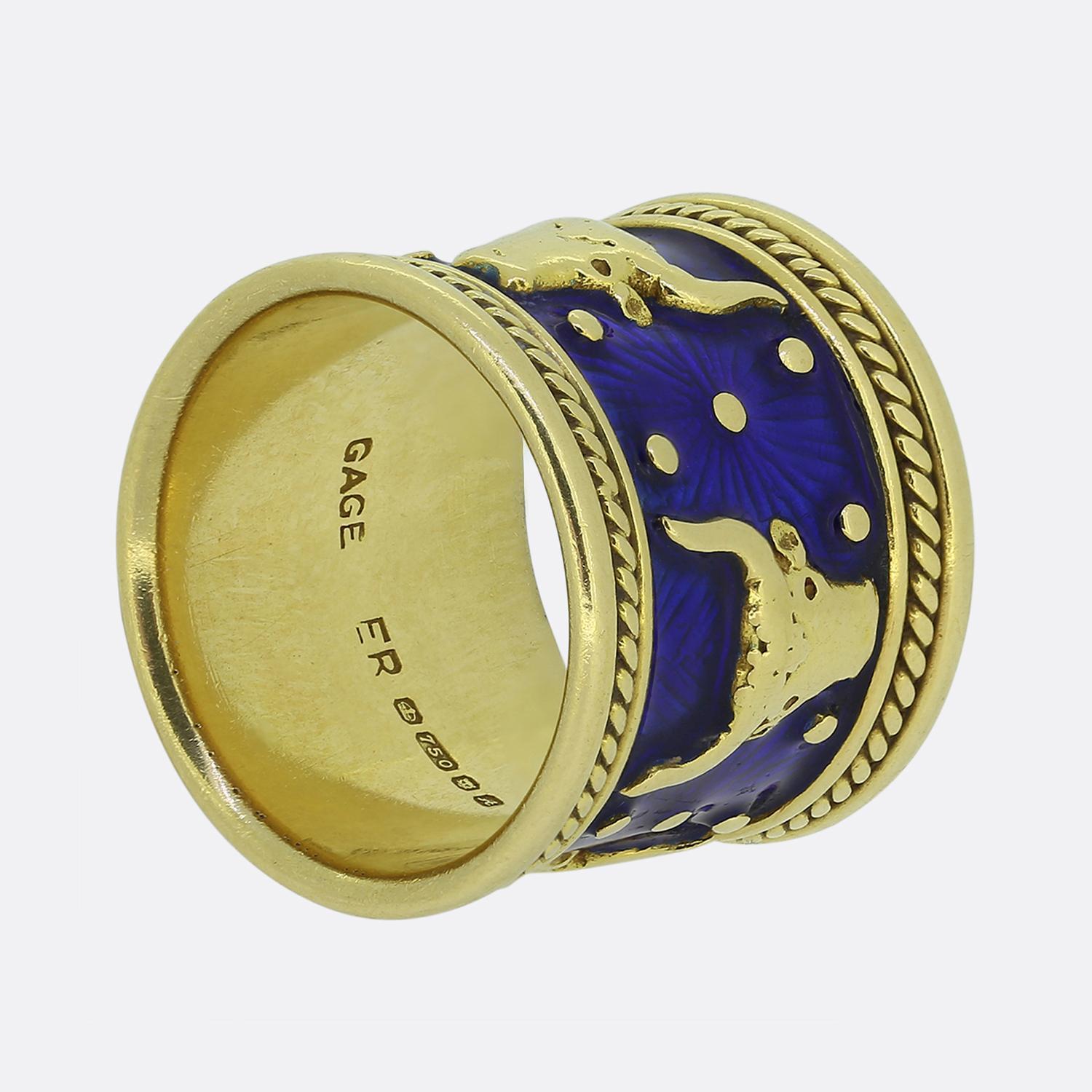 Elizabeth Gage Taurus Zodiac Sign Ring Size K (50) In Good Condition For Sale In London, GB