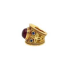 Elizabeth Gage Templar Pink Tourmaline Sapphire Gold Ring
