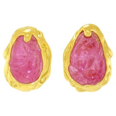 Elizabeth Gage Tourmaline-Set Gold Earrings