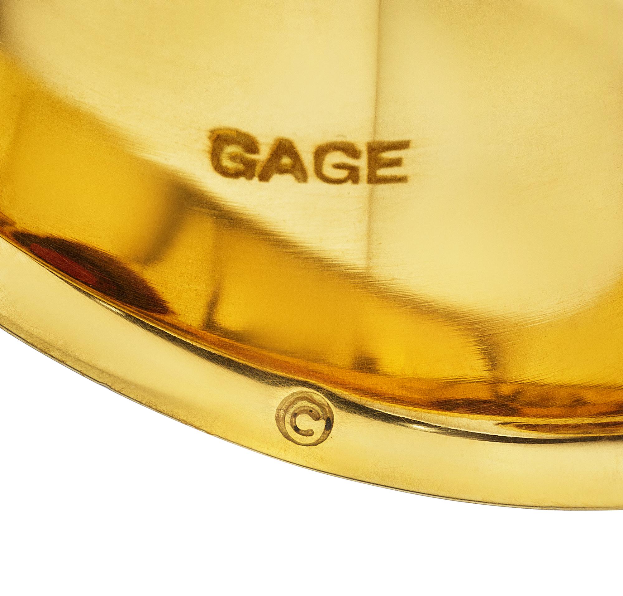 For Sale:  Elizabeth Gage Vintage Bezel Set Cabochon Garnet Enamel Gold Wide Band Ring 4