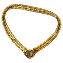 Elizabeth Gage Yellow Gold Ametrine Multi Strand Choker Necklace