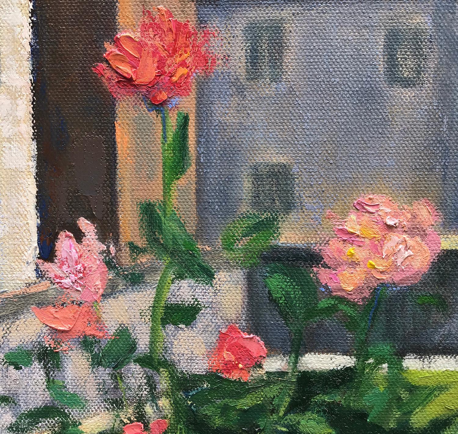 Un angolo a Cortona; Coral Rose, Pittura ad olio in vendita 1