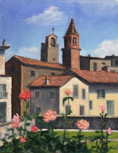 A Corner in Cortona; Coral Roses, Oil Painting