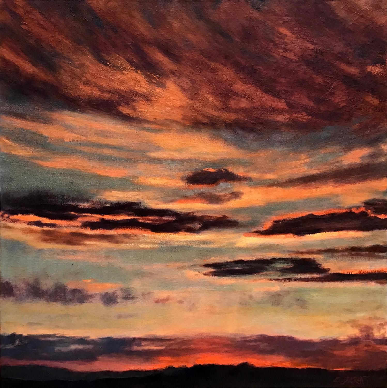 Days End Vermillion Glow, Oil Painting - Art by Elizabeth Garat