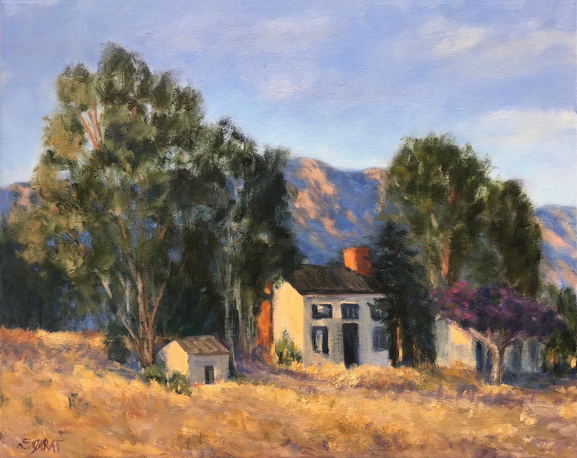 Farmhouse, Santa Ana Road, Oil Painting - Art by Elizabeth Garat