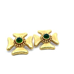 Elizabeth Gauge 18K Yellow Gold Cluster Earrings with 4 Carat Tourmaline