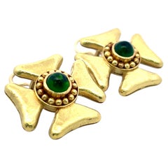 Elizabeth Gauge 18K Yellow Gold Cluster Earrings with 4 Carat Tourmaline