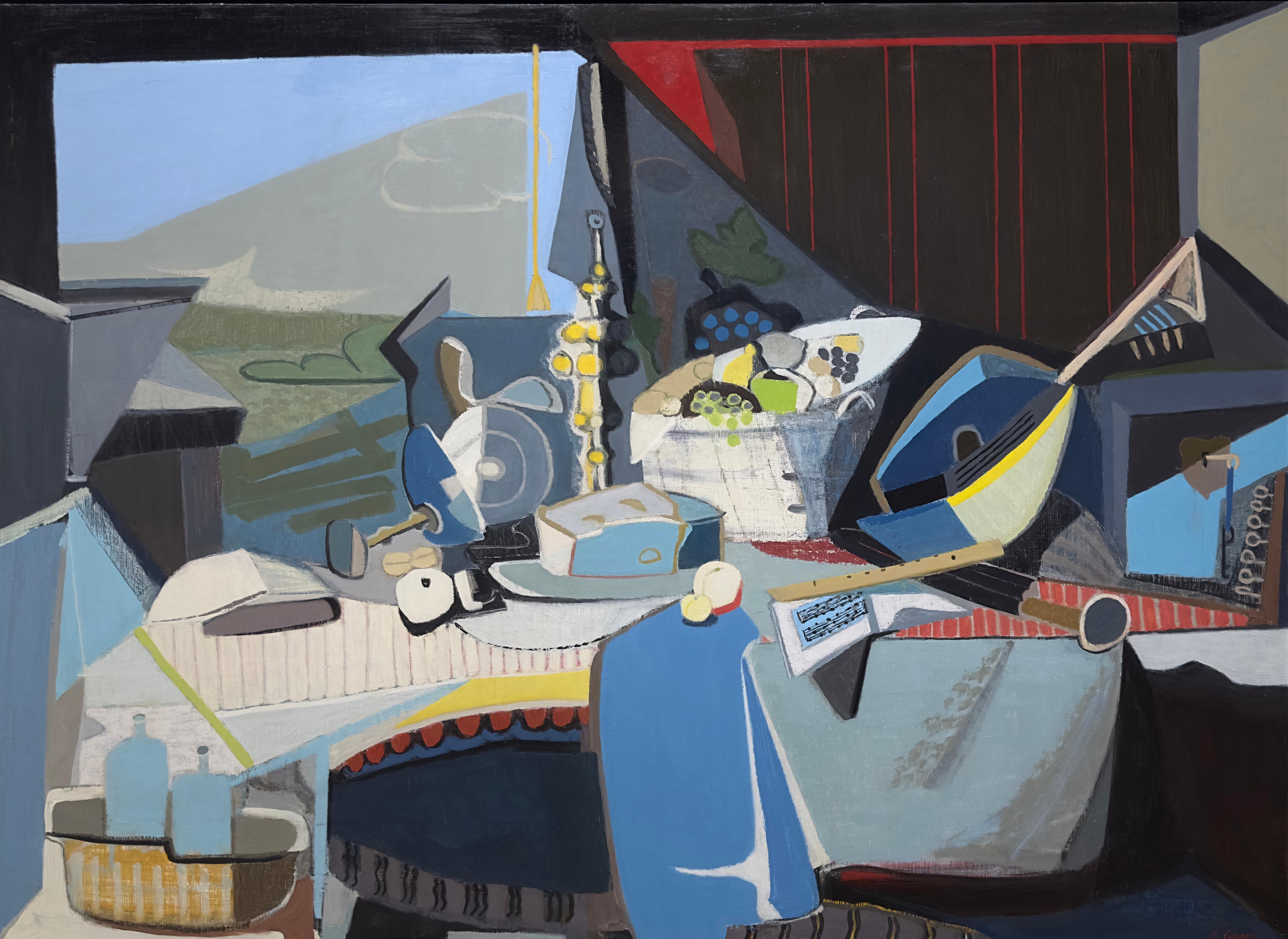 Abstract Painting Elizabeth Geiger - Natures mortes d'après PICASSO et DE HEEM - Abstrait / Nature morte / Cubisme