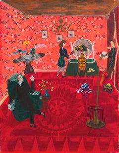 'Chez la Modiste', Olio figurato per interni, Post-Impressionista, Donna artista popolare