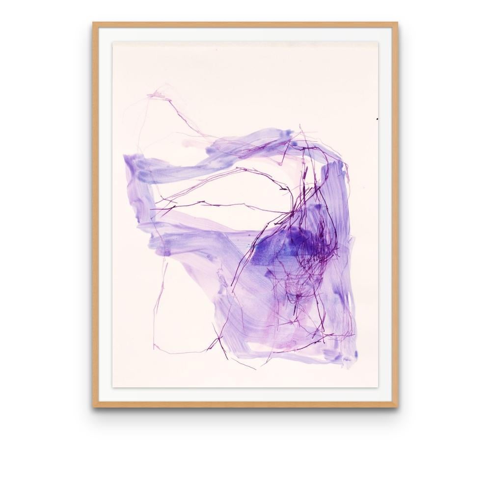 Cold Wave #3- Colorful ink on paper edition with Archival Pigment Print - Gray Abstract Print by Elizabeth Gilfilen