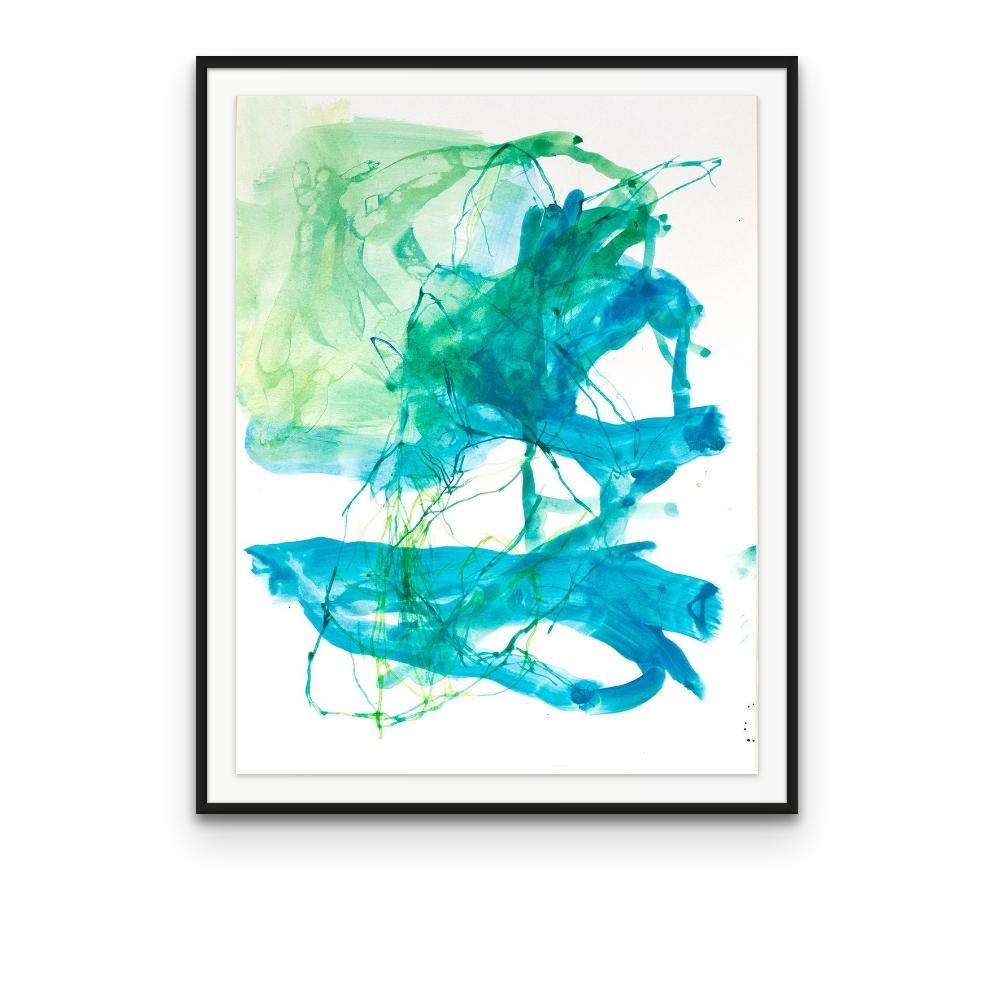 Laawac n°79 - Édition colorée à l'encre sur papier avec impression pigmentaire d'art - Bleu Abstract Print par Elizabeth Gilfilen